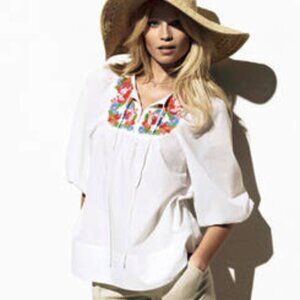 H&M Garden Collection Women’s  Boho Blouse White Cotton Size4. Cottagecore
